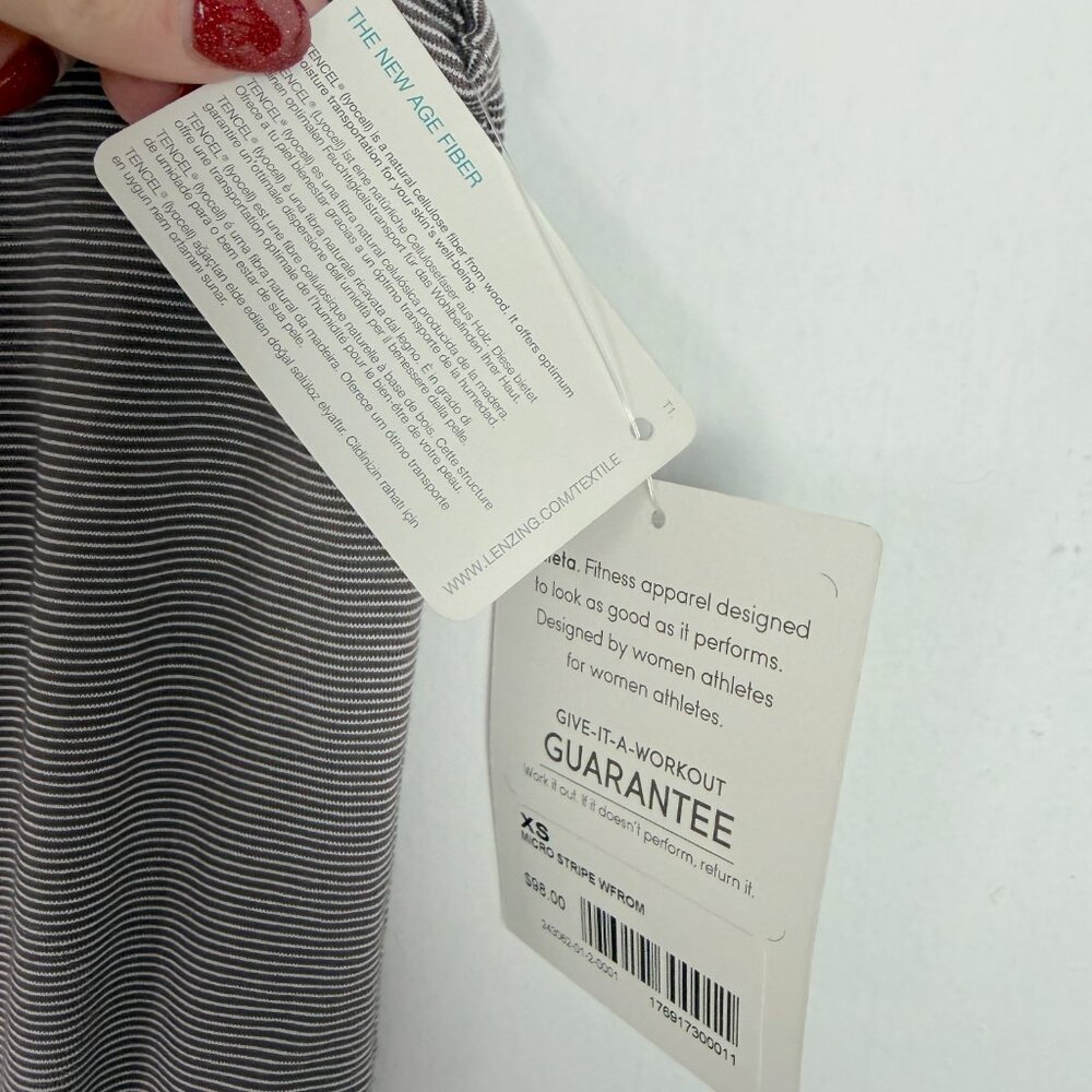 NWT Athleta Micro Stripe Westwood Ruched Dress Gray Grey Size XS NEW $98 - Picture 5 of 10